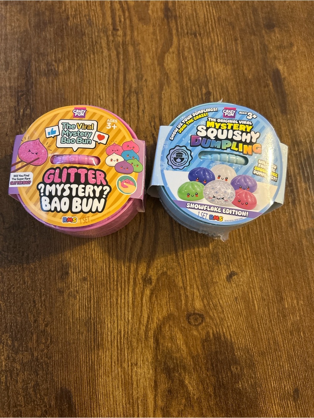 RMS x 2 Glitter Mystery Bao Bun & Squishy Dumpling Kids Toy Set - Pink & Blue